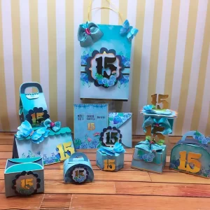 Arquivo de Corte 15 Anos Azul Floral Studio