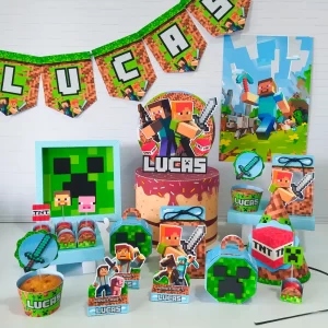 Decoracao Aniversario Minecraft Studio e Pdf