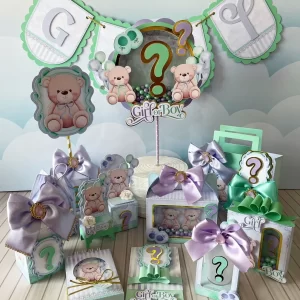 Decoracao Cha Revelacao Verde e Lilas