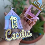 Decoração Topo de Bolo Circo Rosa Studio