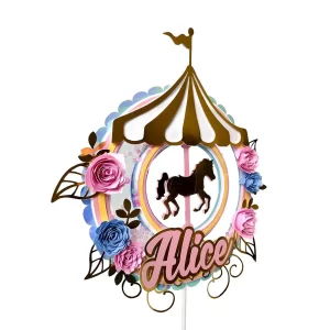 Topo De Bolo Carrossel Studio, Svg e Pdf