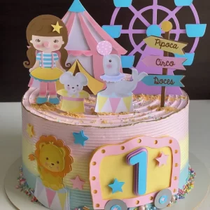 Topo De Bolo Circo Aquarela Studio