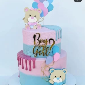 Topo de bolo chá revelação Ursinhos arquivo Studio para imprimir