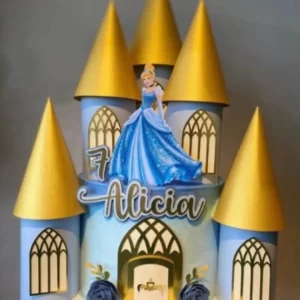 Topo de Bolo Cinderela Castelo 3d Studio