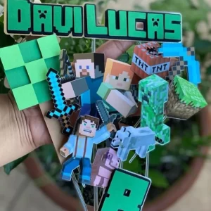 Topo de Bolo Tema Minecraft Studio
