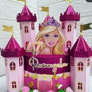 Topo de Bolo da Barbie Castelo 3d Studio