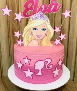 Topo de bolo da Barbie para imprimir em Studio, ideal para festa de aniversário infantil com tema da boneca.