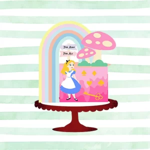 Topper de Bolo Alice no Pais das Maravilhas