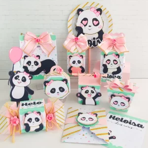 Aniversário Panda Rosa Simples Studio e Pdf