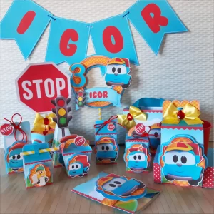 Topo de bolo tema Léo o Caminhão arquivo Studio, PNG e PDF