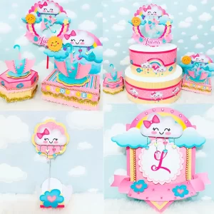 Decoracao Chuva de Bencao Rosa