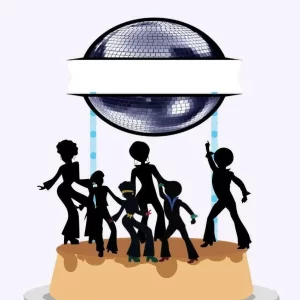 Arquivo digital de topo de bolo Discoteca no formato Studio, ideal para festas temáticas com disco ball, cores vibrantes e luzes divertidas.