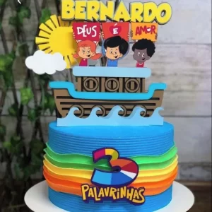 Arquivo digital de topo de bolo 3 Palavrinhas no formato Studio, ideal para festas infantis com tema divertido e colorido.