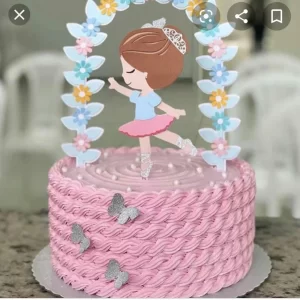 Arquivo digital de topo de bolo Bailarina para imprimir no formato Studio, ideal para festas infantis com tema de balé e delicadeza.