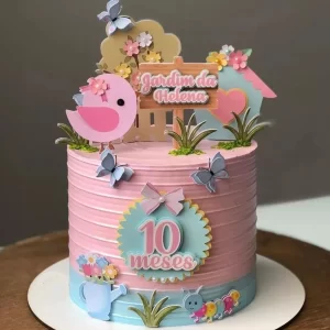 Topo de bolo Jardim dos Pássaros em arquivo Studio para decoração de festa de aniversário