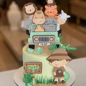 Arquivo digital Studio de corte topo de bolo Safari, ideal para festa infantil temática
