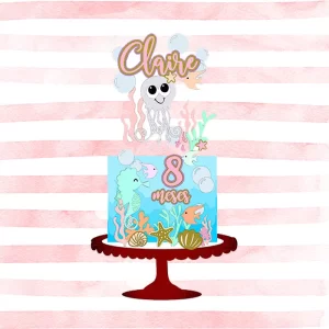 Topo de Bolo Tema Fundo do Mar Studio