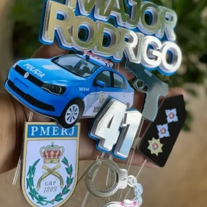 Arquivo digital de topo de bolo da Polícia Militar no formato Studio, ideal para festas infantis com tema de policiais e segurança.