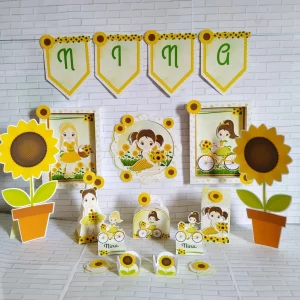 Aniversario Tema Girassol Studio, Png e Pdf