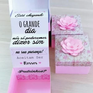 Caixa Convite Padrinhos Casamento Studio – modelo sofisticado e personalizável de caixa convite para padrinhos de casamento, compatível com Silhouette Studio.