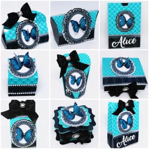 Centro de Mesa 15 Anos azul Studio