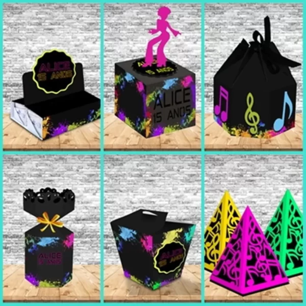 Decoração Festa Neon Infantil Studio e Pdf