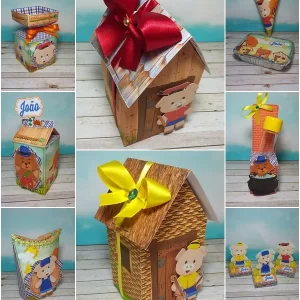 Decoração tema Os Três Porquinhos em Studio e PDF para imprimir, ideal para festa de aniversário infantil.