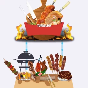 Topo de bolo Churrasco para imprimir, ideal para festa de aniversário, confraternização ou comemoração temática.
