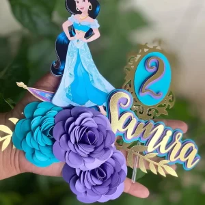Arquivo digital de topo de bolo Jasmine no formato Studio, ideal para festas infantis com tema da princesa Jasmine da Disney.
