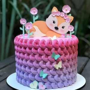 Arquivo digital de topo de bolo Raposinha no formato Studio, ideal para festas infantis com tema de animais ou floresta.