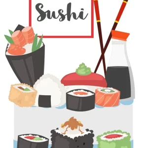 Topo de Bolo Sushi Studio para festa de aniversário e decoração temática