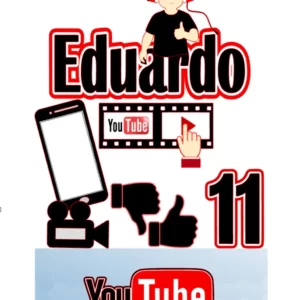 Arquivo digital de topo de bolo YouTube no formato Studio, ideal para festas infantis ou temáticas inspiradas em redes sociais.