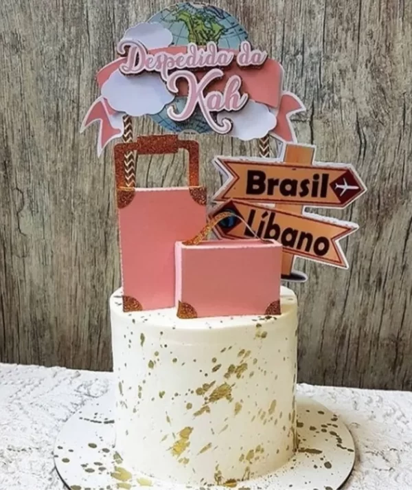 Festa Topper de Bolo Viagem Studio