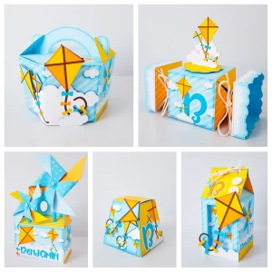 Kit digital aniversário Pipas e Cataventos em Studio e PDF para imprimir e decorar festas infantis.