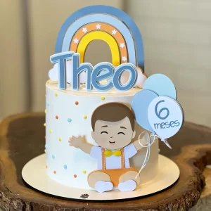 Tema Topo de Bolo Arco-Íris Studio para festa de aniversário e decoração temática