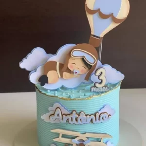 Arquivo digital de topo de bolo Aviador no formato Studio, ideal para festas infantis com tema de avião e aventura.