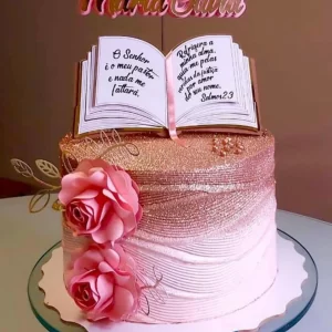 Arquivo digital de topo de bolo Bíblia no formato Studio, ideal para festas infantis ou celebrações religiosas.