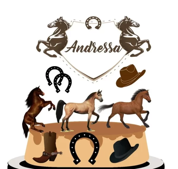 Tema Topo de Bolo Cavalos Studio