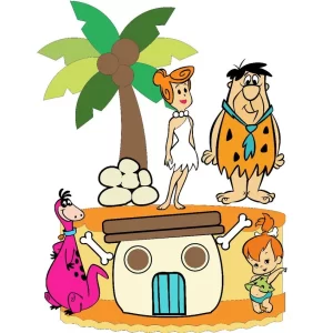 Arquivo digital de topo de bolo Flintstones no formato Studio, ideal para festas infantis com tema da turma Flintstones.