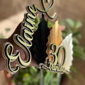 Tema Topo de Bolo Folha Plissada Studio para festa de aniversário e decoração temática