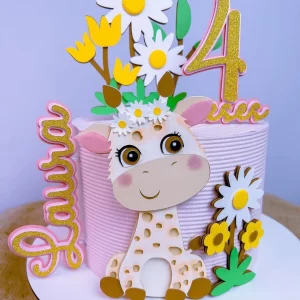 Tema Topo de Bolo Girafinha Studio para festa de aniversário e decoração temática