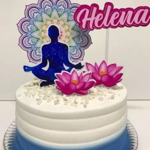 Tema Topo de Bolo Meditação Studio para festa de aniversário e decoração temática