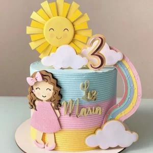 Topo de Bolo Arco-Íris Studio para festa de aniversário e decoração temática