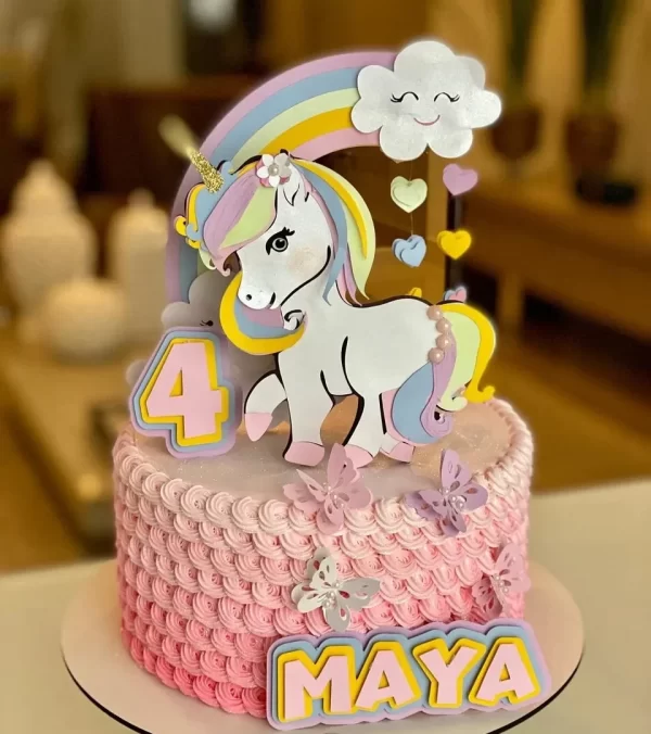 Topo Bolo de Aniversário Unicórnio Studio