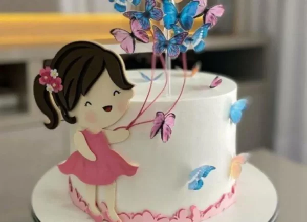Topo Menina com Balões de Borboletas