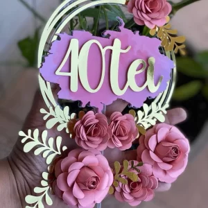 Arquivo digital de topo de bolo 40 anos no formato Studio, ideal para festas de aniversário de adultos.