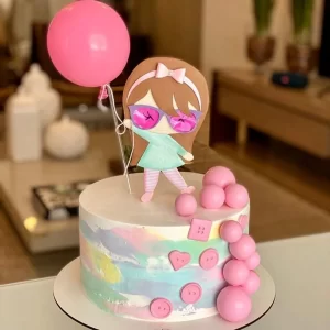 Arquivo digital de topo de bolo Balão Rosa no formato Studio, ideal para festas infantis e decoração temática delicada.