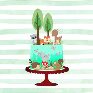 Arquivo digital de topo de bolo Bosque Encantado no formato Studio, ideal para festas infantis com tema mágico e natureza encantada.
