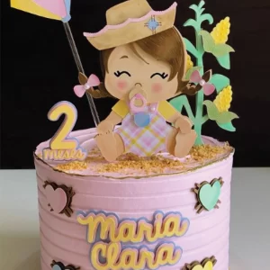 Topo de bolo Caipira para imprimir, ideal para festa de aniversário infantil e decoração temática de festa junina.