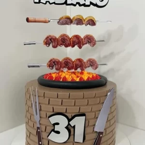 Topo de bolo Churrasco para imprimir, ideal para festa de aniversário, confraternização ou decoração temática divertida.